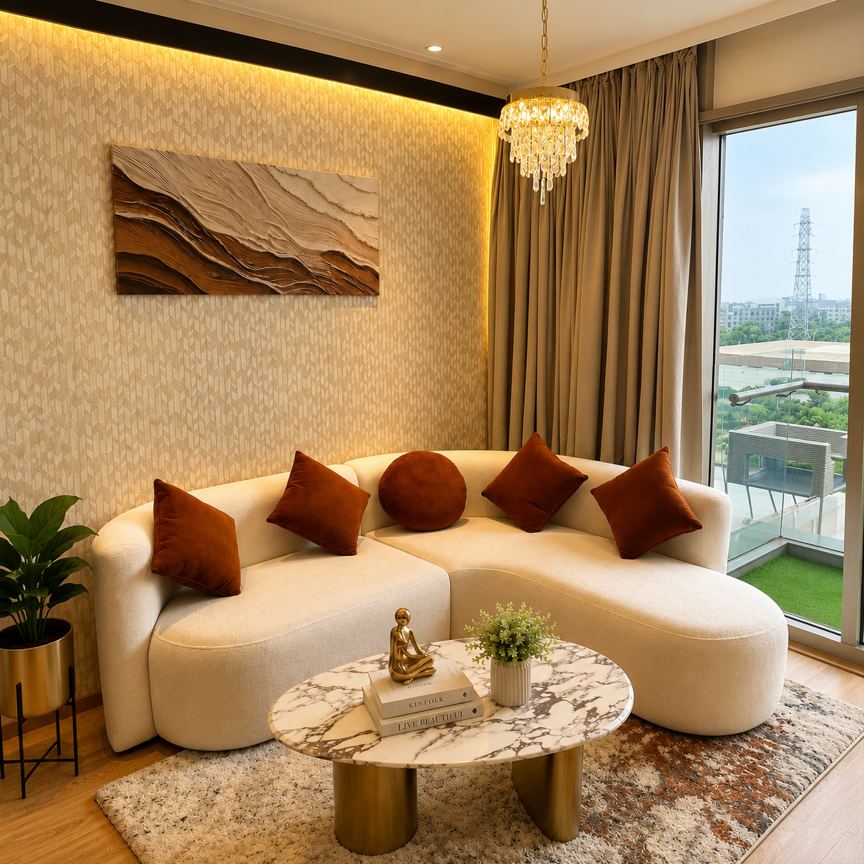Plush Seating & Modern Art at Skyview